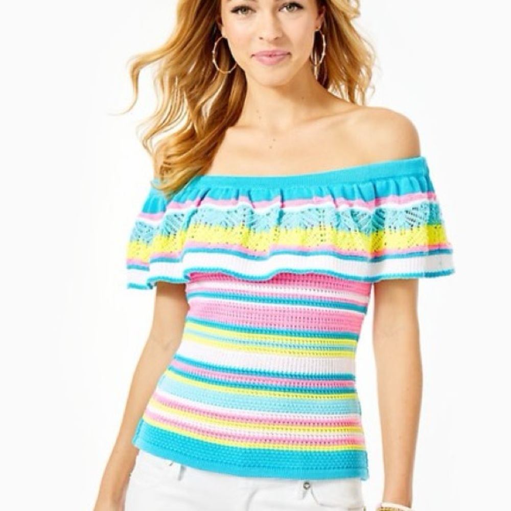 Lilly Pulitzer Canaria Off-The-Shoulder Sweater Top